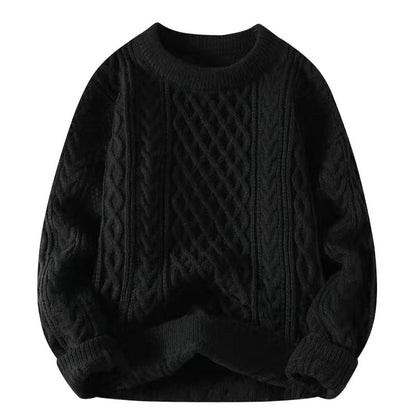 Coarse knit pullover with cable pattern for men
