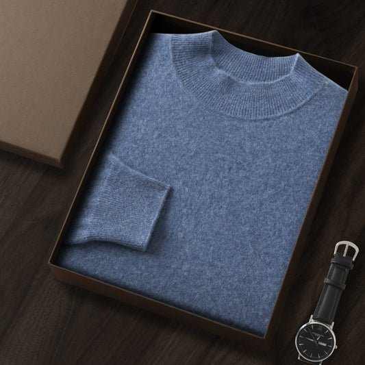 Men's Cashmere Sweater, Stand-Up Collar, Thin