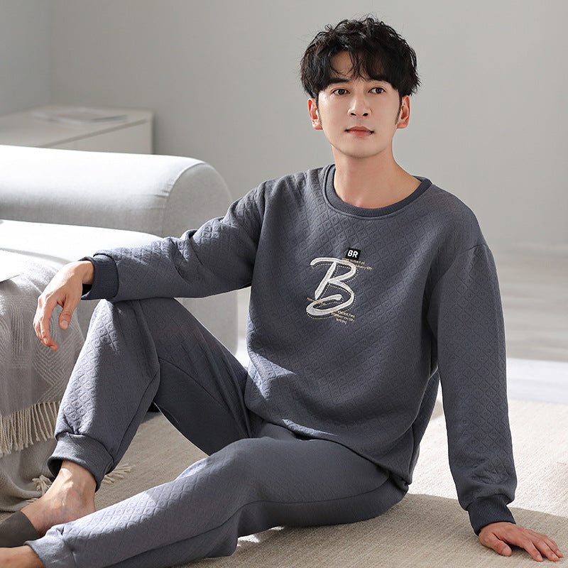 Padded men's pajama set, warm and comfortable