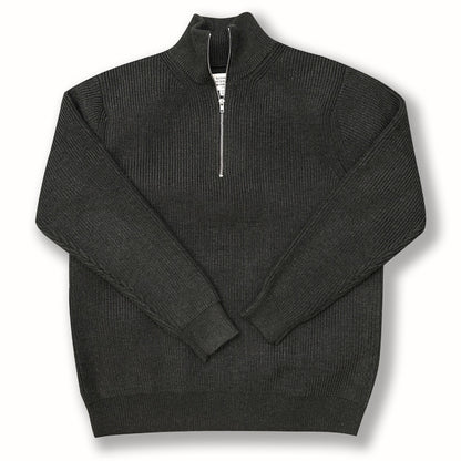 Unisex knitted pullover with zipper, cotton blend