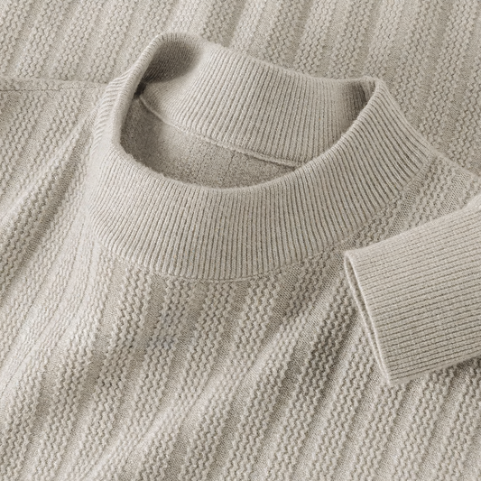 Men's knitted sweater with stand-up collar