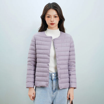 Light women's down jacket, simple design
