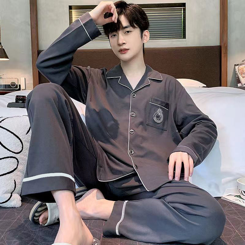 Men's house suit made of cotton, long-sleeved
