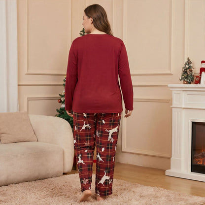 Women’s Loungewear, Long Sleeve, Reindeer Motif, Plus Size