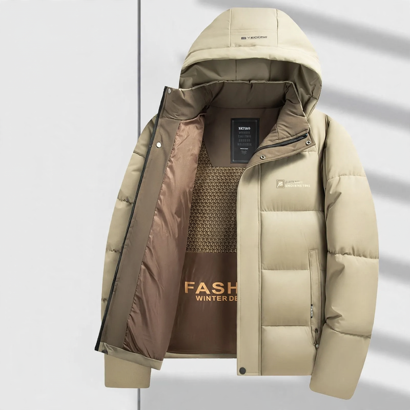 Padded men's winter jacket, short, business style