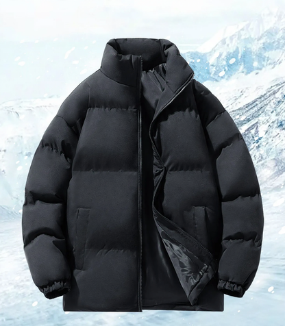 Padded men's winter jacket with stand-up collar