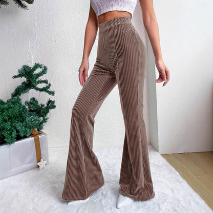 Cord flared pants with high waist