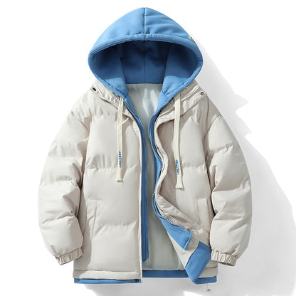 Padded men's winter jacket, hood, loose fit