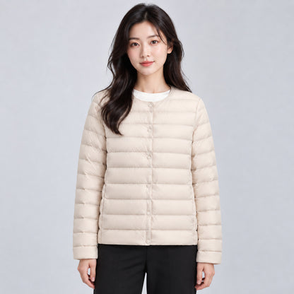 Light women's down jacket, simple design