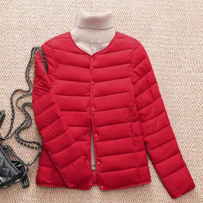 Light women's quilted jacket, short, tailored