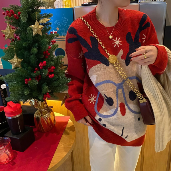Christmas sweater, round neck, loose fit