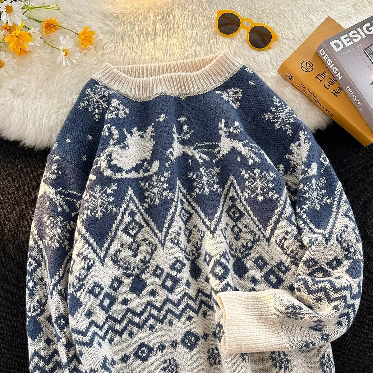 Men's knit sweater, loose fit, warming