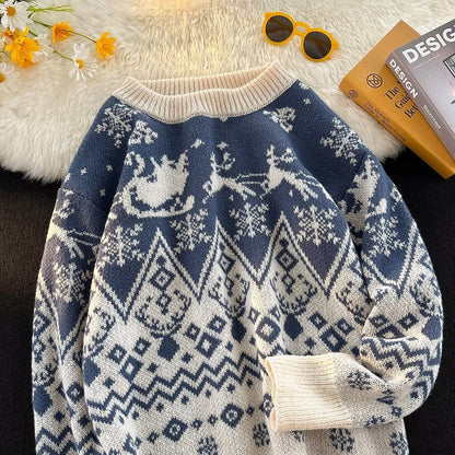 Men's knit sweater, loose fit, warming