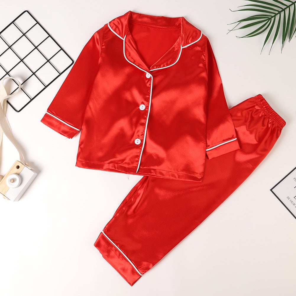 Children's Pajamas made of Ice Silk, Long Sleeved, Christmas-themed
