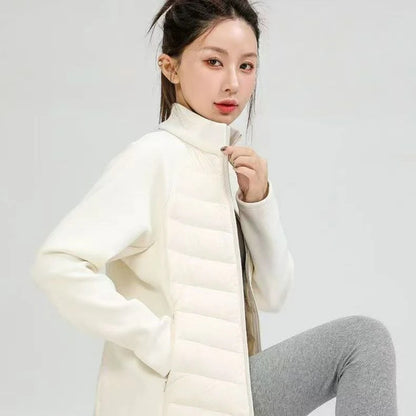 Sporty women's padded jacket with stand-up collar