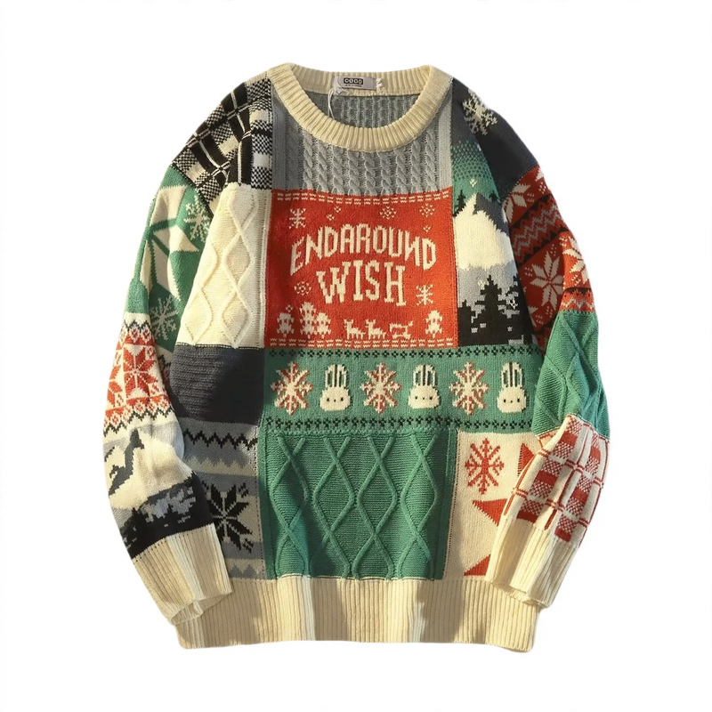Knitted pullover with bear embroidery