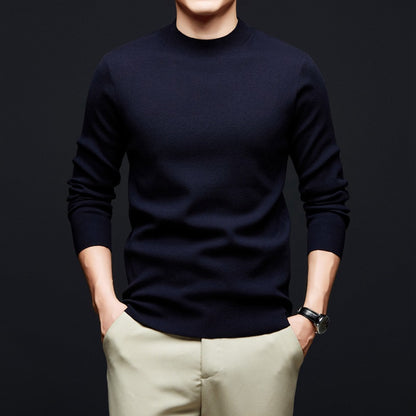 Men's wool pullover, round neck or stand-up collar, 100% wool