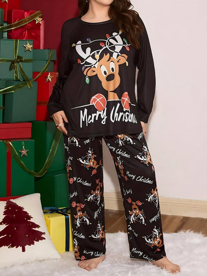 Loose Pajama Set with Gingerbread Man Motif