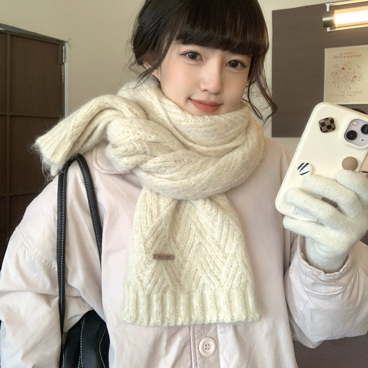 Alpaca wool blended scarf, 24x165cm