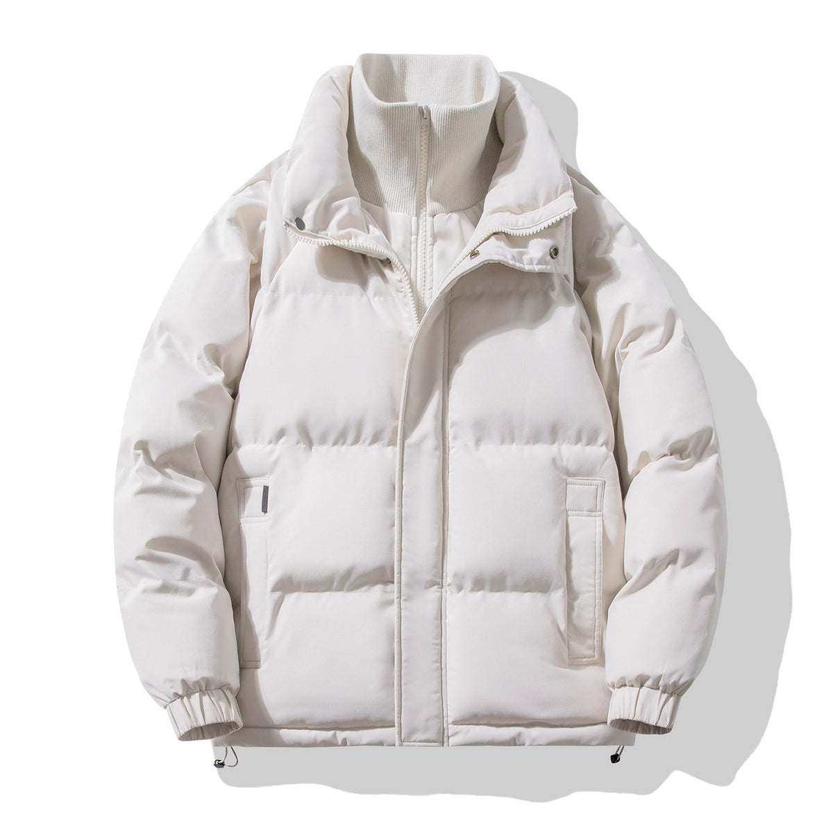 Padded unisex jacket with stand-up collar