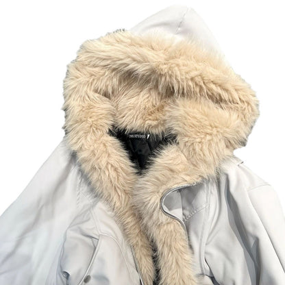 Men's winter jacket, padded, with hood and fur collar