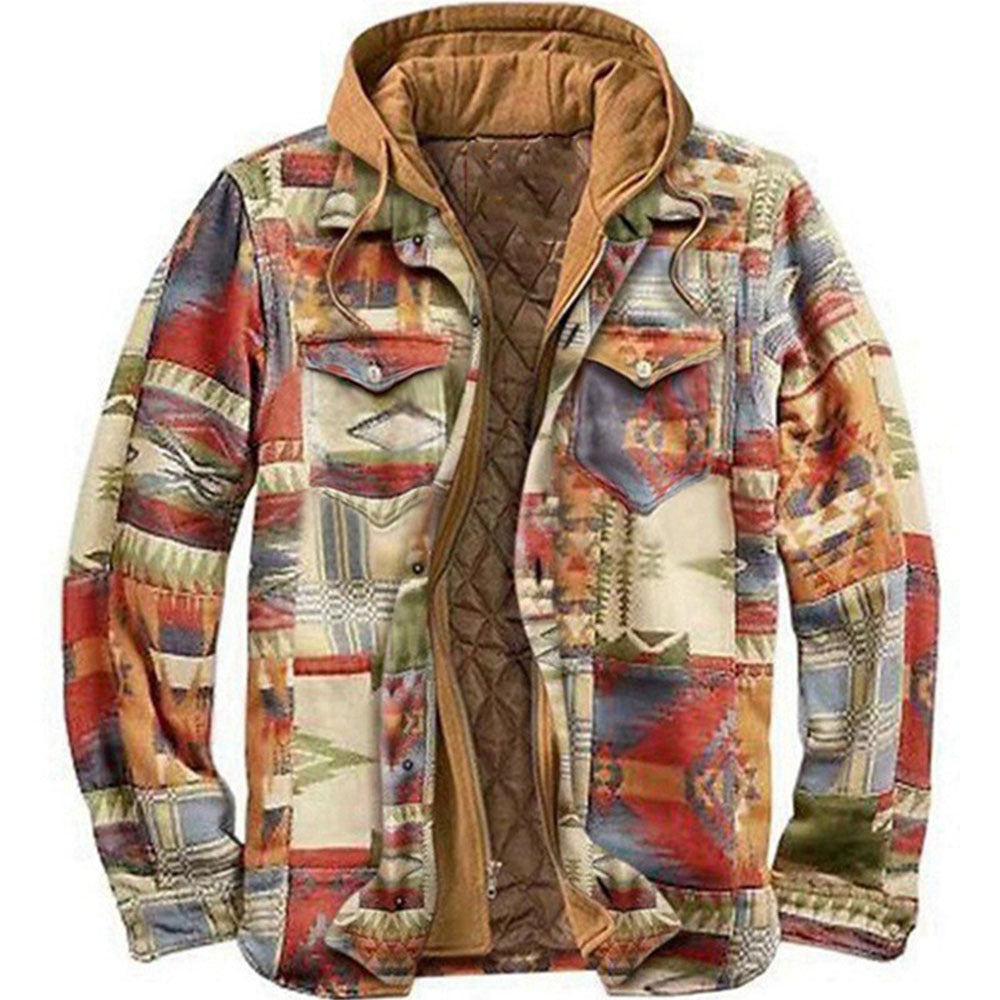 Men's hooded jacket, checkered, lined