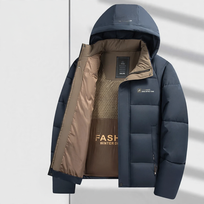 Padded men's winter jacket, short, business style