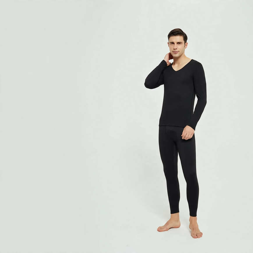 Men's Thermal Set, V-Neck, Brushed, Seamless