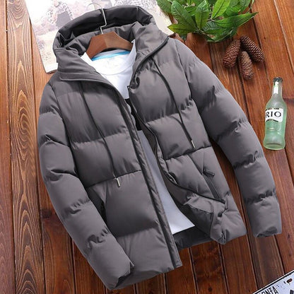 Padded men's winter jacket with hood