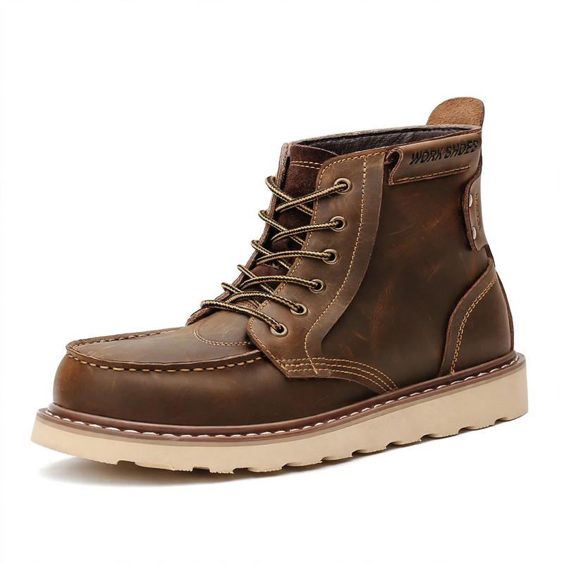 Men's work boots in retro style made of leather