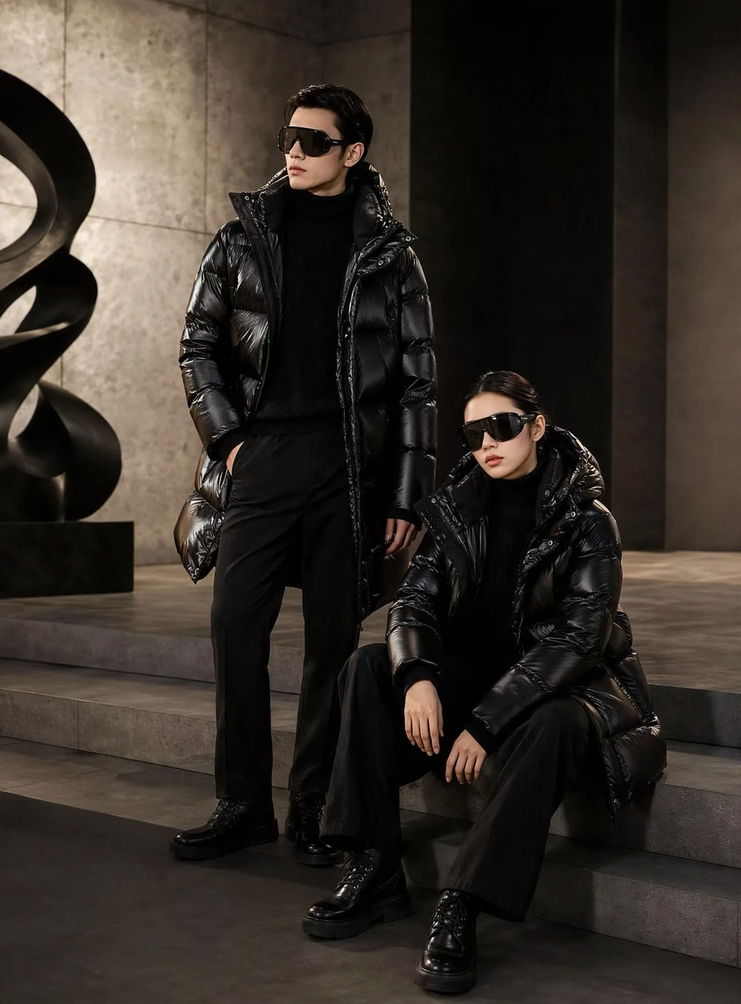 Mid-length down jacket for women, lined with white duck down