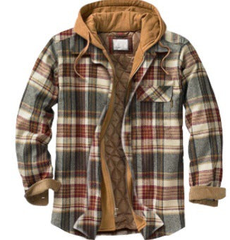 Men's hooded jacket, checkered, lined