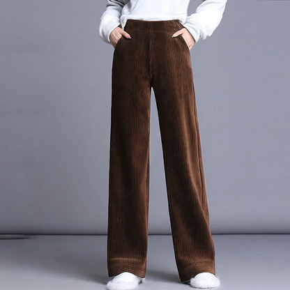 Fleece-lined corduroy pants for women