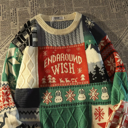 Men's Knit Sweater, Crew Neck, Contrasting Colors