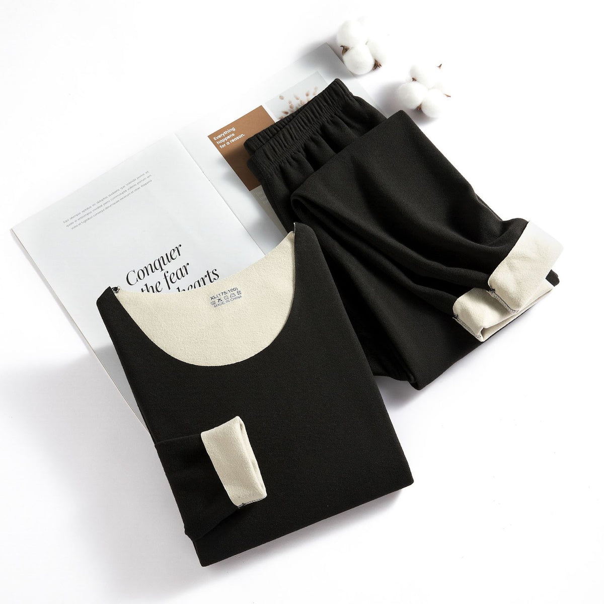 Elastic Thermal Underwear Set with V-Neck