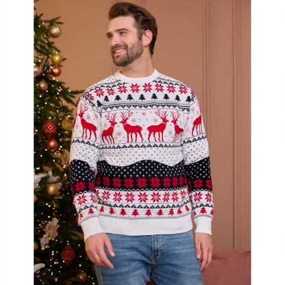 Unisex knit sweater with reindeer motif