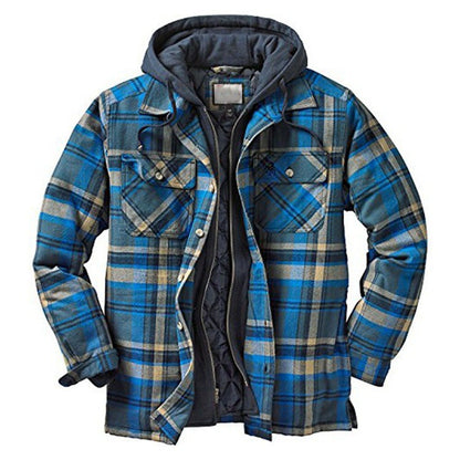 Men's hooded jacket, checkered, lined