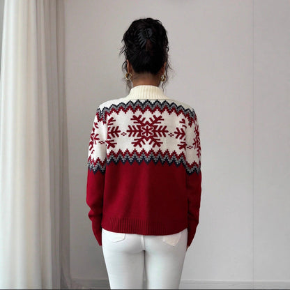 Fair Isle pullover with zipper for couples
