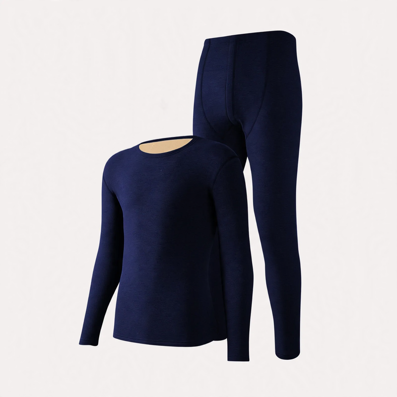 Men's thermal underwear set, padded, round neck