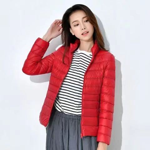 Light women's quilted jacket with hood