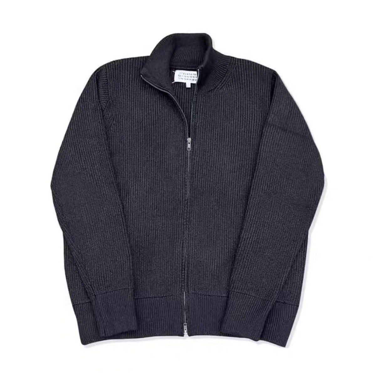 Unisex knitted jacket with roll neck and double zipper