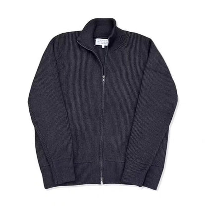 Unisex knitted jacket with roll neck and double zipper