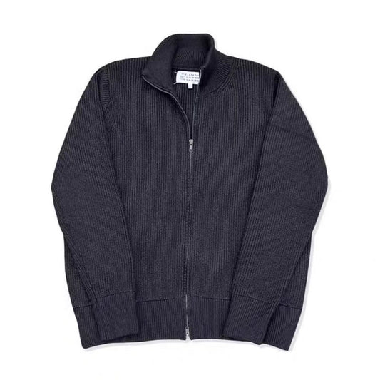 Unisex knitted jacket with roll neck and double zipper