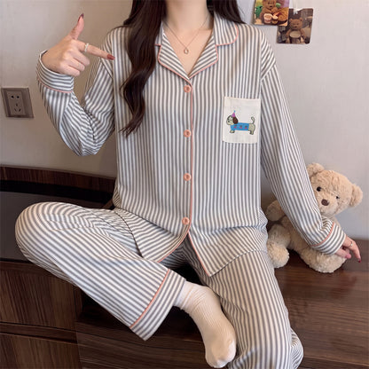 Women's house suit, long-sleeved, with Christmas cartoon print