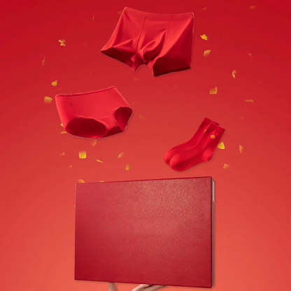 Cotton underwear set in red, ideal as a gift