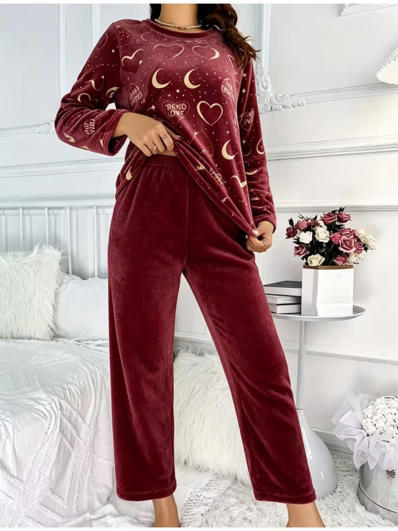 Christmas House Suit Set made of Flannel for Women
