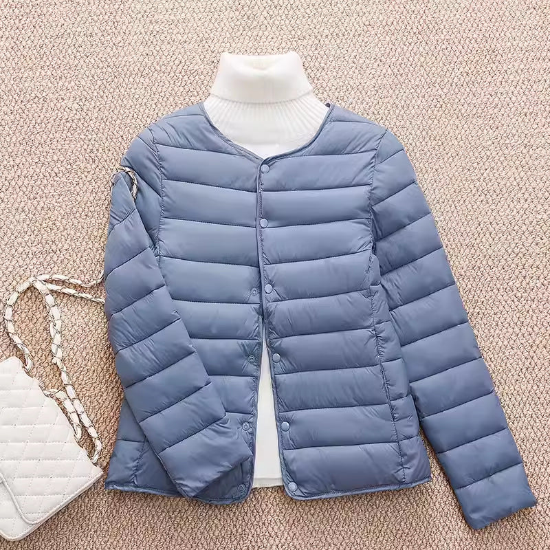Light women's quilted jacket, short, tailored