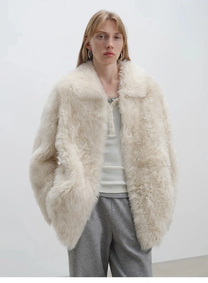 Women's coat made of lambskin imitation in Toscano look