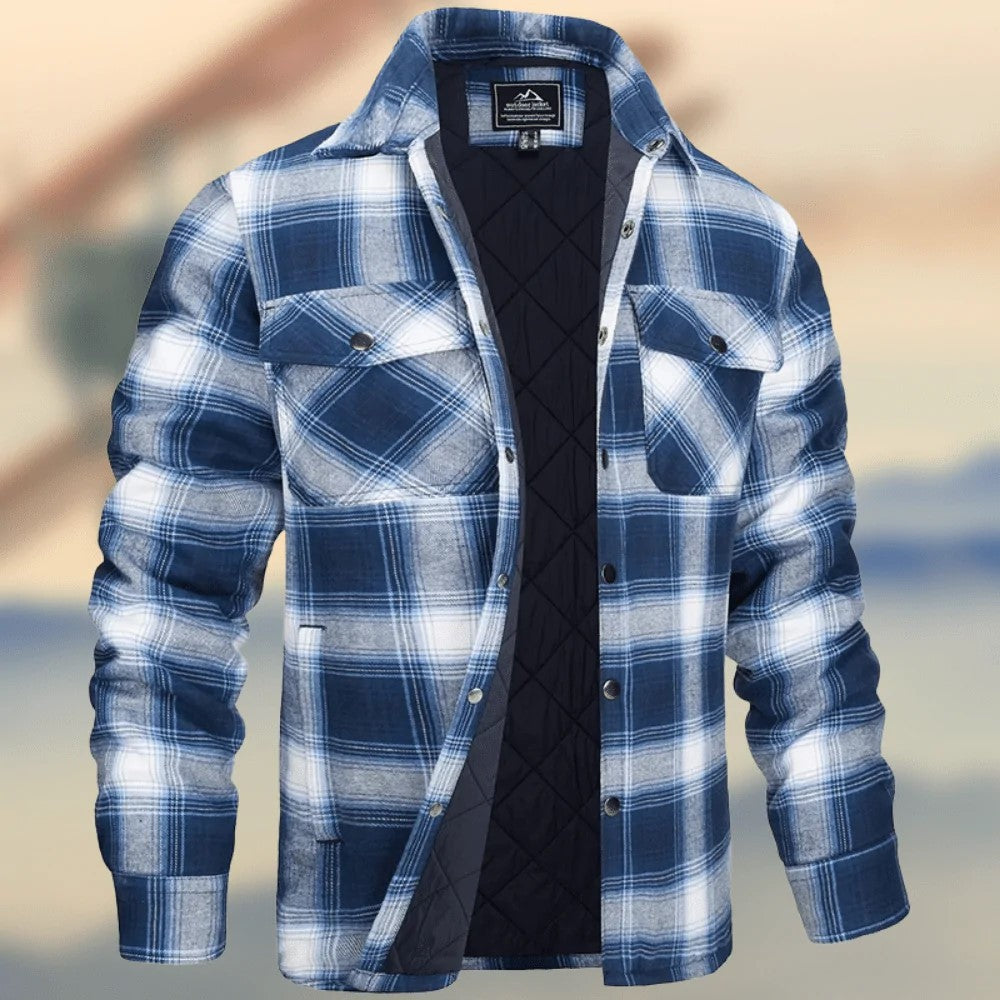 Men's hooded jacket, checkered, lined