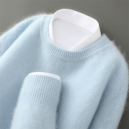 Men's wool sweater with stand-up collar